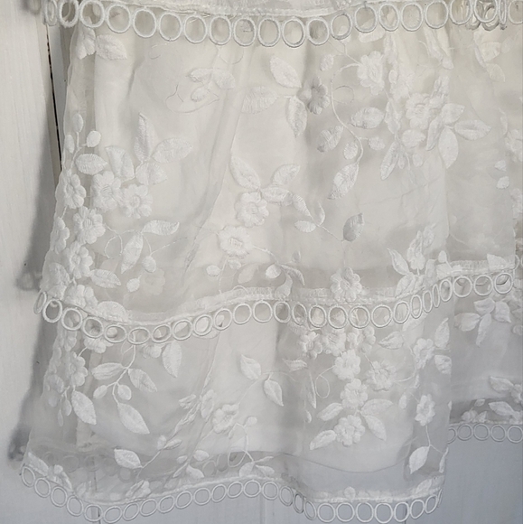 Look So Sweet White Floral Embroidered Organza Mini Dress - Picture 9 of 14